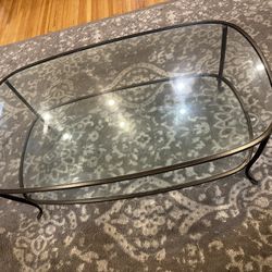 2 Tier Pottery barn Glass And Iron Coffee Table