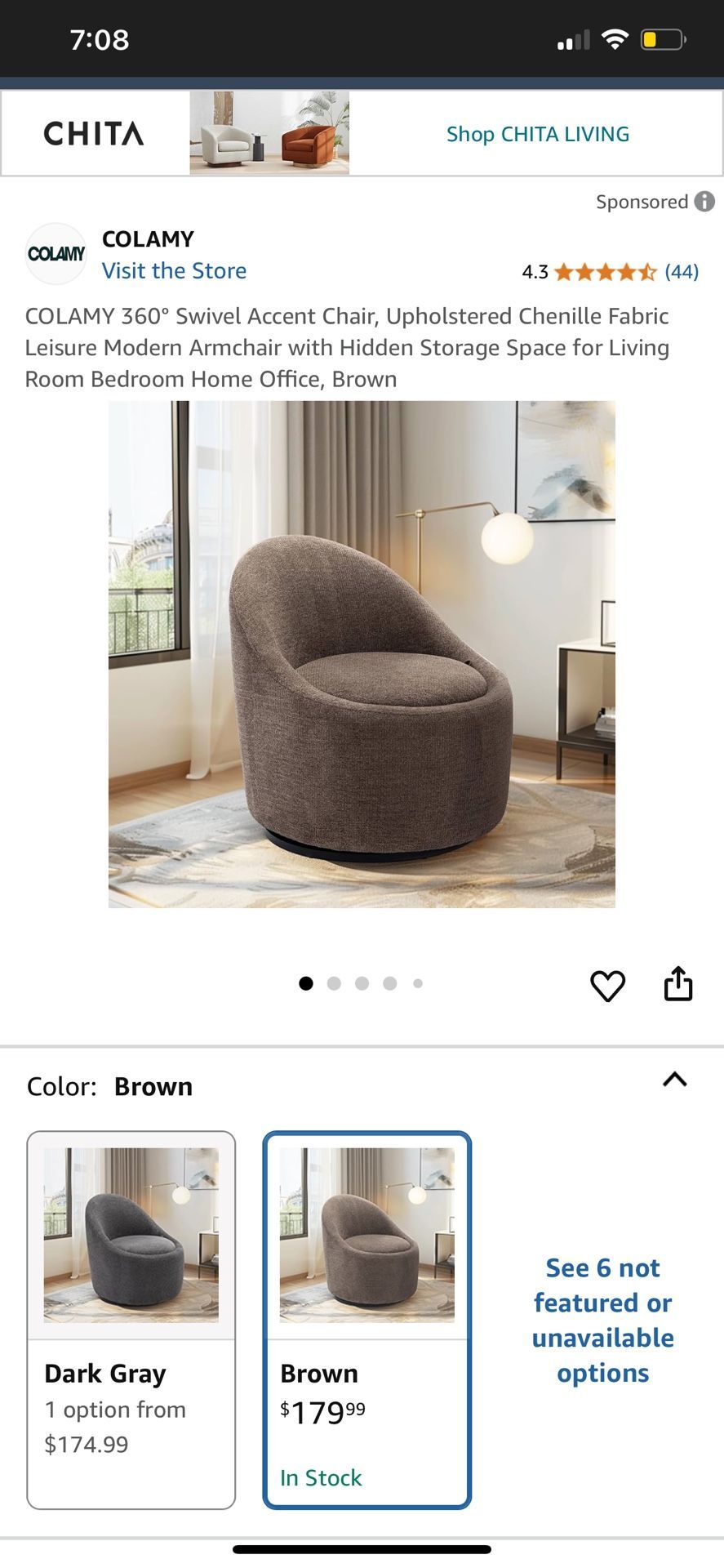 New Colamy 360 Swivel Accent Chair with Storage