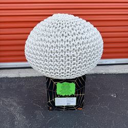 White pouf knotted ottoman