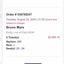 Bruno Mars Ticket In Vegas