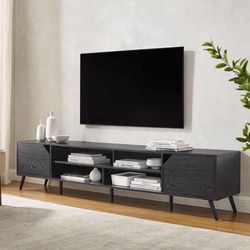 New 80" Black Mid Century Modern Wood TV Stand