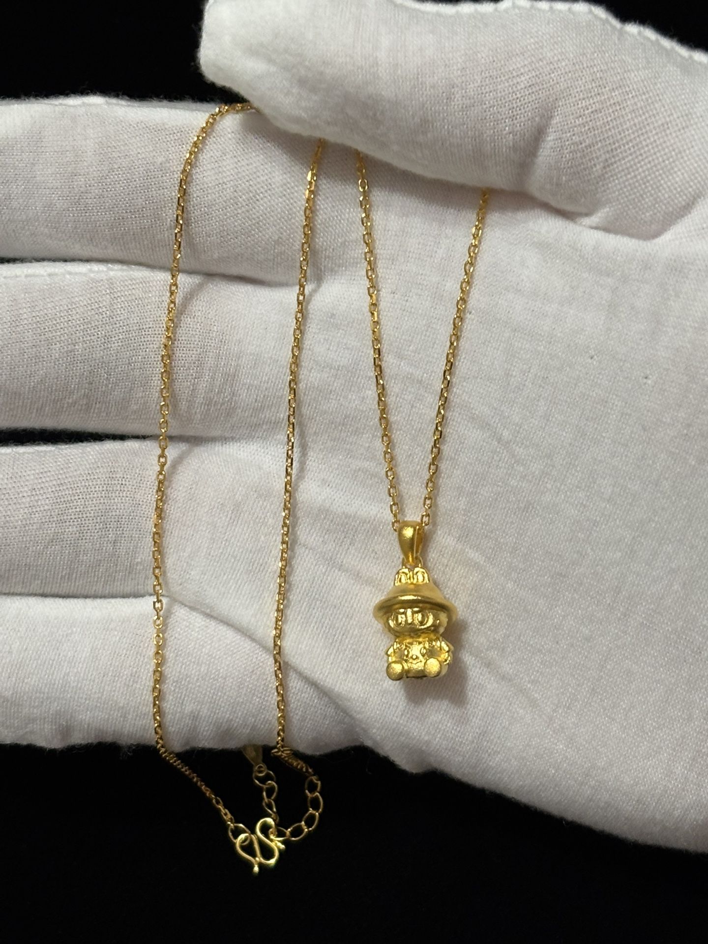 925 gold over silver necklace with custom Labubu pendant