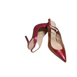 Women Rose Red  Closed Toe Sling Back High Heel US Women Shoes Size 8.5