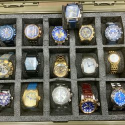 Like New Invicta Watch Collection Sale Each Wristwatch Timepiece Luxury Fashion Brand Stainless Steel Genuine Leather Date Dial Band 