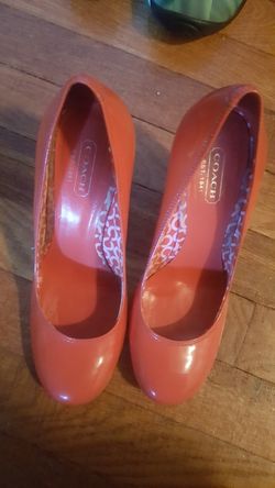 Orange coach wedges size 6