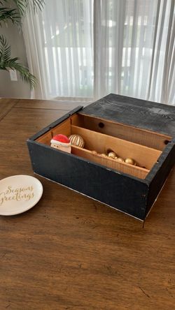 Rustic Wooden Storage Box with Compartments (5x10x13) – Black & Natural Wood