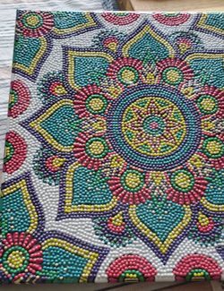 Sparkly mandala stretched canvas approx 14 x 14