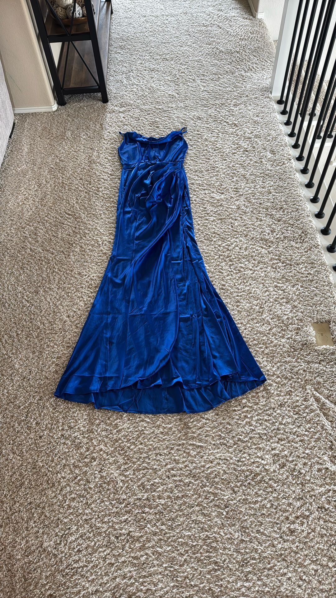 Royal Blue Proms Dress With Slit (Corset At The Rib Area)