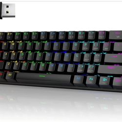 Pauroty 60% Wireless Mechanical Keyboard, Triple Mode 2.4G/USB-C/Bluetooth Gaming Keyboard, RGB Backlit, Clicky Blue Switch