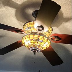 Stained glass ceiling fan