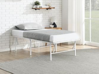 Mainstays Twin 18" High Profile Foldable Steel Platform Bed Frame with Storage Space Under Frame, No Box Spring Required, White