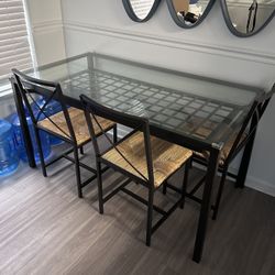 Glass Top Table With 4 Chairs