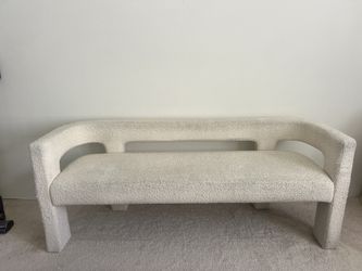 CB2 Orleans 62" Warm White Bouclé Bench – Cream | READ DESCRIPTION
