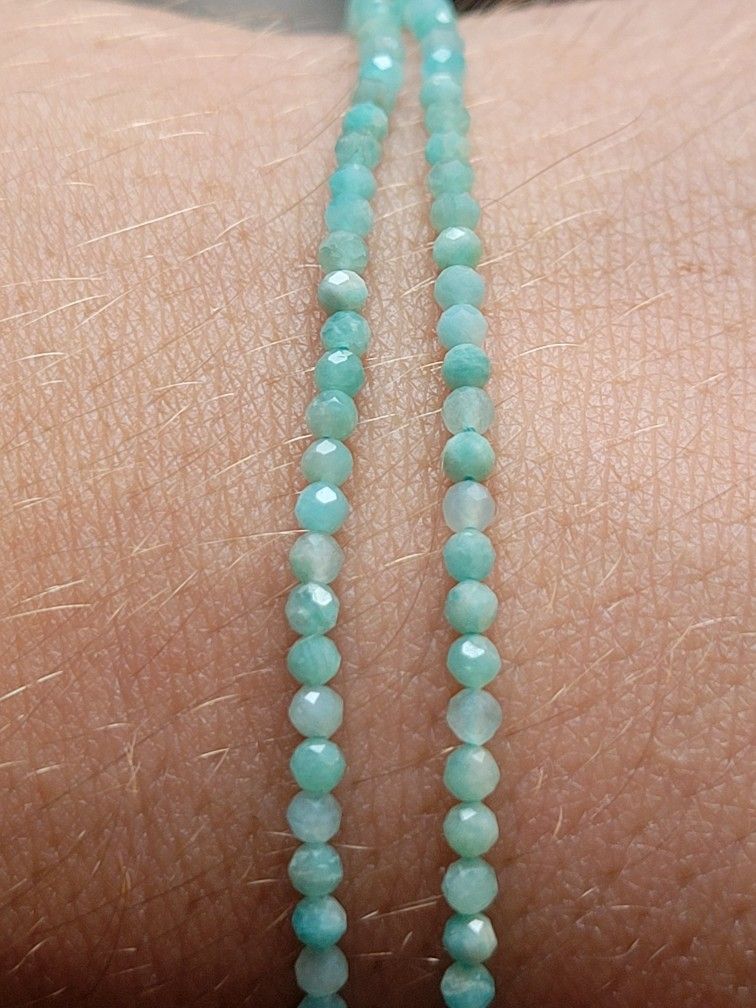 [20pcs] 3mm Amazonite Natural Beads Crystal Faceted Pre Drilled Beads 20pcs.