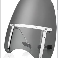 Universal Motorcycle Windshield Windscreen, 18"x16", Smoke