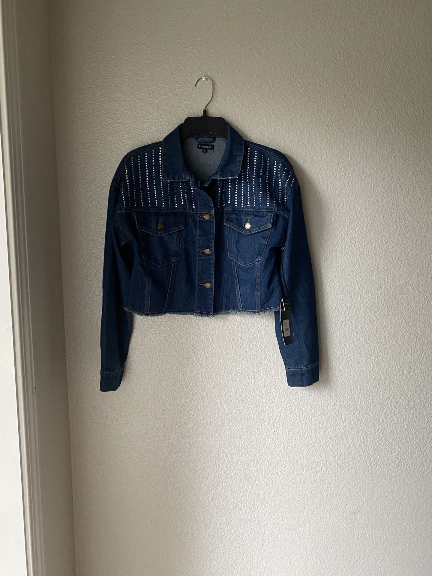 Brand New Woman’s Bebe brand Blue Denim Jacket Up For Sale