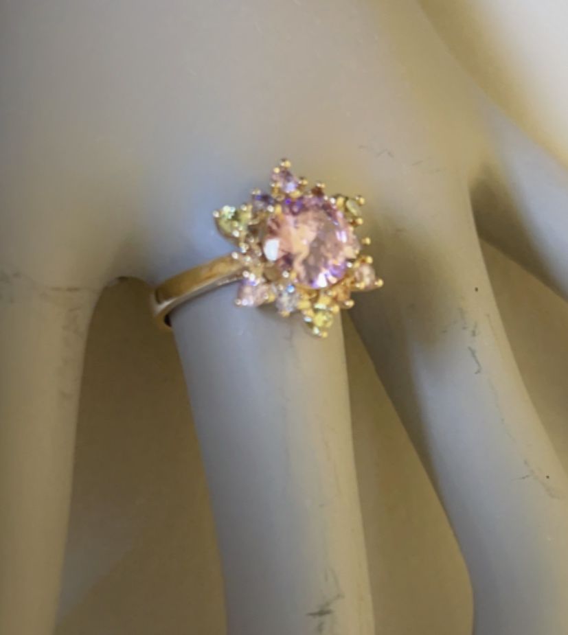 18k Rolled Gold Zirconia Flower Ring
