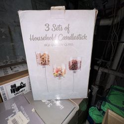 🕯️ 4 Boxes of Glass Candlestick Sets (12 Total)