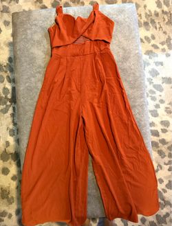 SHEIN Sleeveless Rust/Orange Wide-Leg Jumpsuit Romper Large