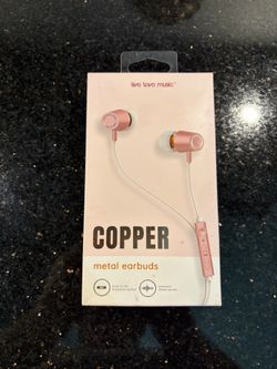 Live Love Music Copper Metal Earbuds Wired 3.5mm Jack In-line Microphone