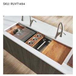 Ruvati 45-inch Workstation Two-Tiered Ledge Kitchen Sink Undermount 16 Gauge Stainless