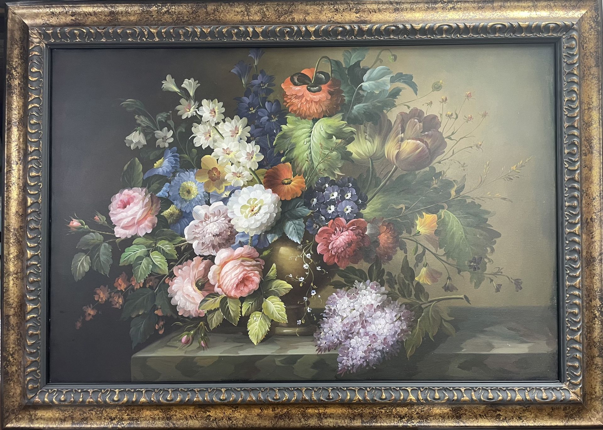 Antique Florals Oil Painting