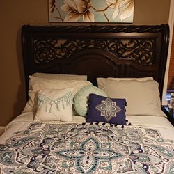 Bed Frame With Headboard And Metal Foldable Box Spring