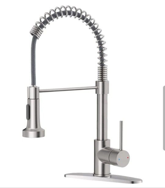 Owofan Kitchen Faucet Brushed Nickel With Pull-down Sprayer Single Handle 1-hole Mount With Deckplate New 