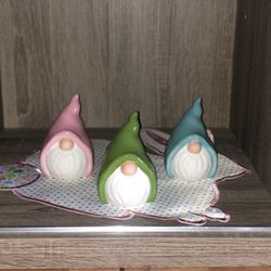 Set Of 3 Ceramic Gnomes