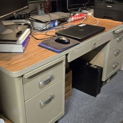 Desk, File Cabinet, Book Shelves 