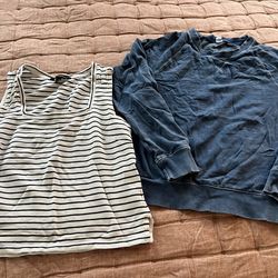 One denim wash sweatshirt and Banana Republic square neck stripe top size XS