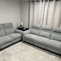 2 Piece Reclining Sofa and Love Seat with USB Ports