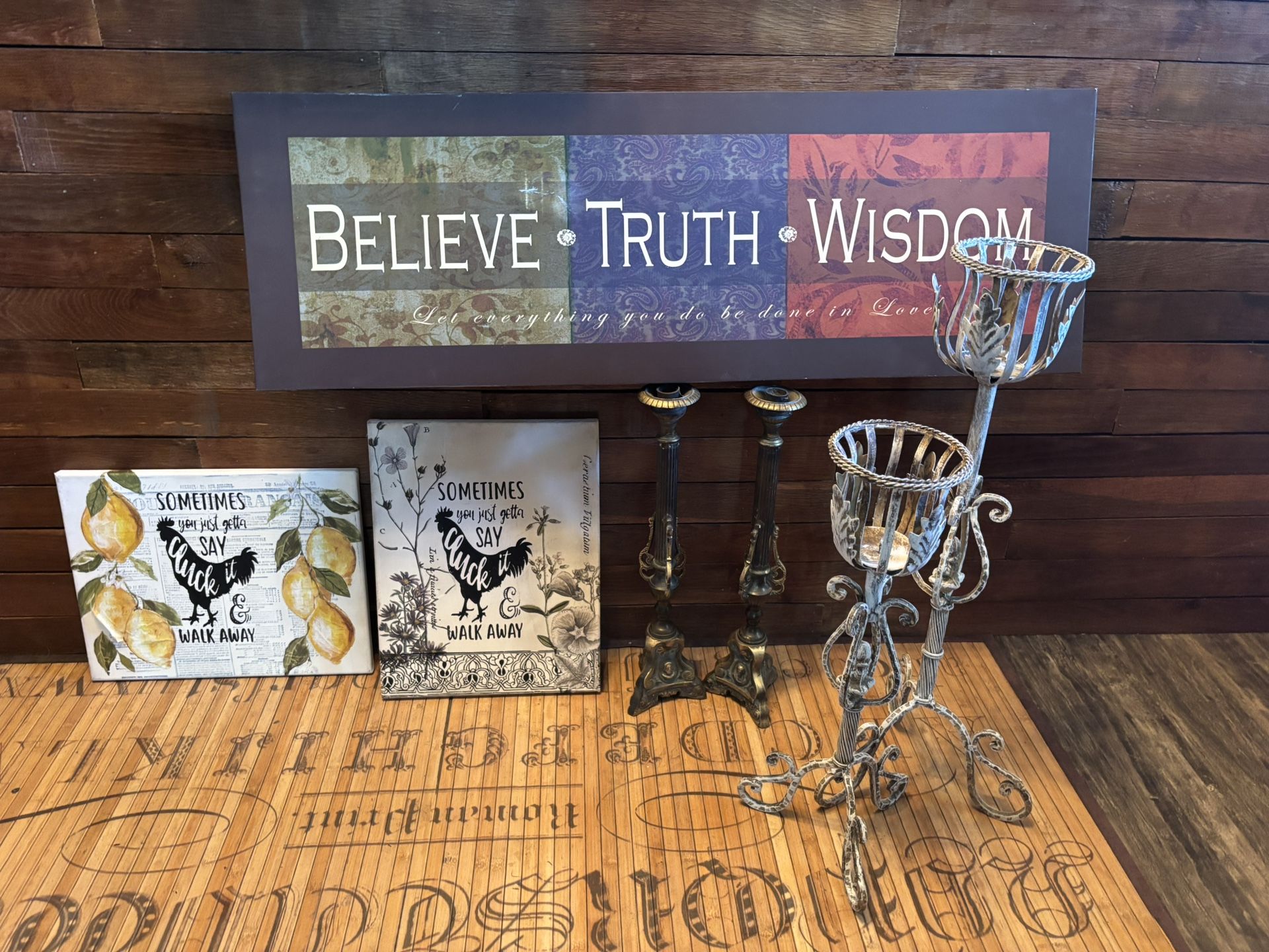 Vintage decor Pieces, Pictures, Candlesticks, Brass, Arm Chair Read Ad For pricing