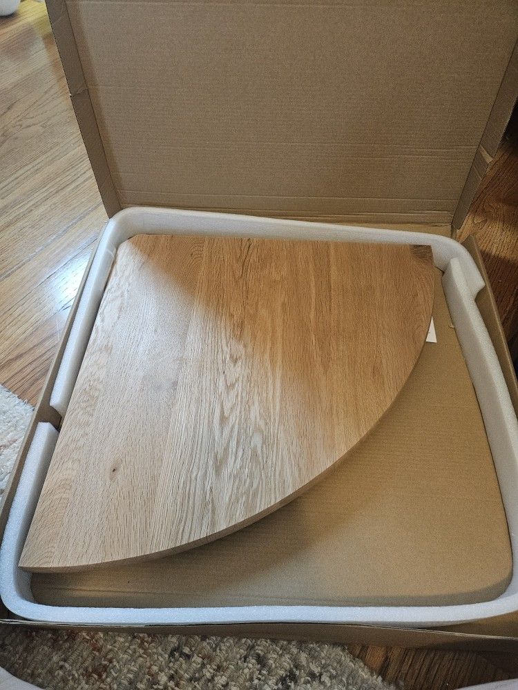WOOD CORNER SHELF - ROUND new in box