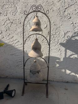 Wrought Iron Triple Bell Garden Stand