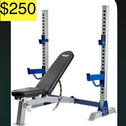 Fitness Gear Pro Olympic Bench Press with         60 lb (pound) Bar. (RETAIL PRICE $450) SELLING FOR $250