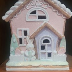 Pink Pastel Light-up Easter Gingerbread House
