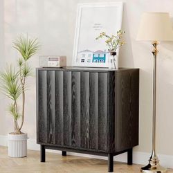 Fluted Cabinet with Storage, 2 Doors Sideboard Buffet Cabinet Modern Accent Cabinet