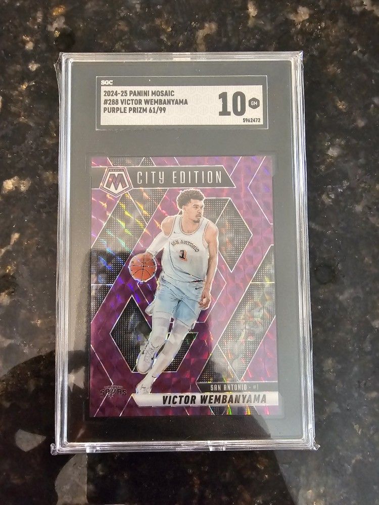 2024-25 Mosaic Victor Wembanyama City Edition SP #288 Purple /99 SGC 10 (POP 1)