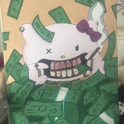 Hand Painted Gangster Hello Kitty Portrait