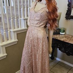 Beautiful Pink Glitter Prom/formal Dress Corset Back 