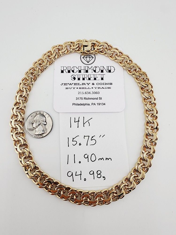 14k gold 15.75" chino link choker