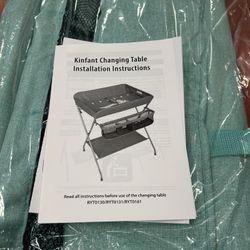 Kinbor Baby Changing Table, Folding Diaper Station Nursery Organizer for Infant (Green