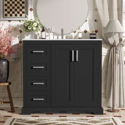 Brand New Sealed 36 Inch Bathroom Vanity Black with Ceramic Sink