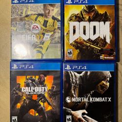 PS4 Games Clearance 1 For $15 , $40 For Them All/ FIFA 17/ Doom / call of duty Black Ops 4 / mortal combat 