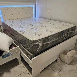 New white LED Queen bed frame special