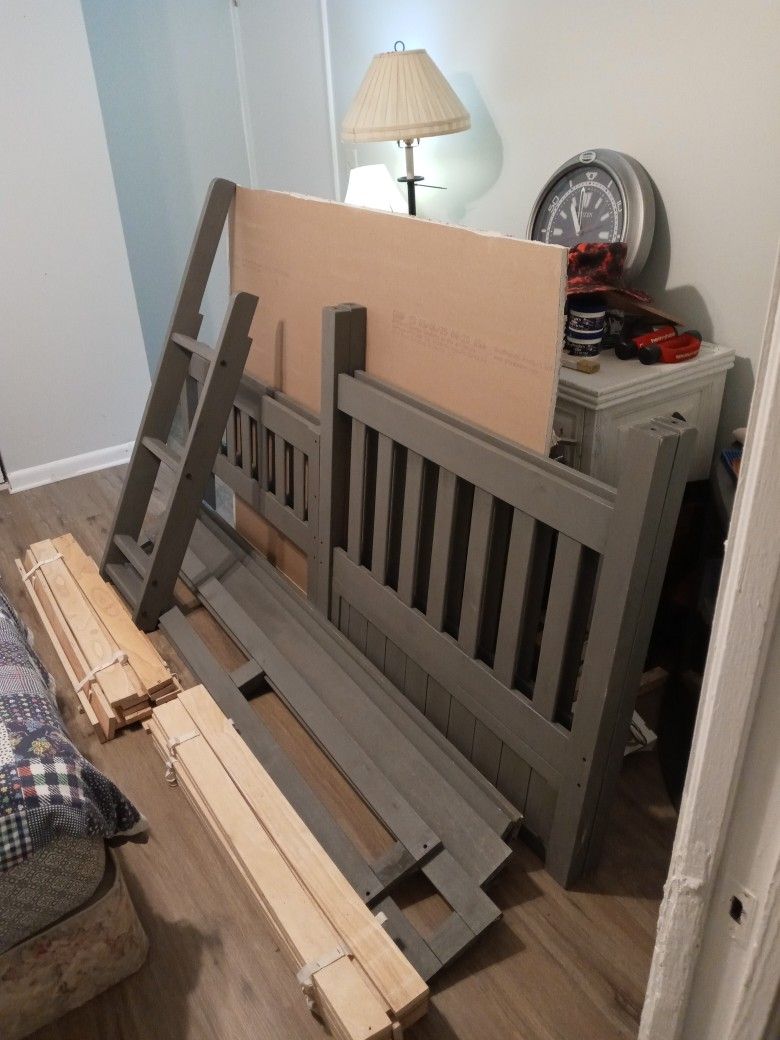 Twin Bunk Beds Gray In Color Twin Size