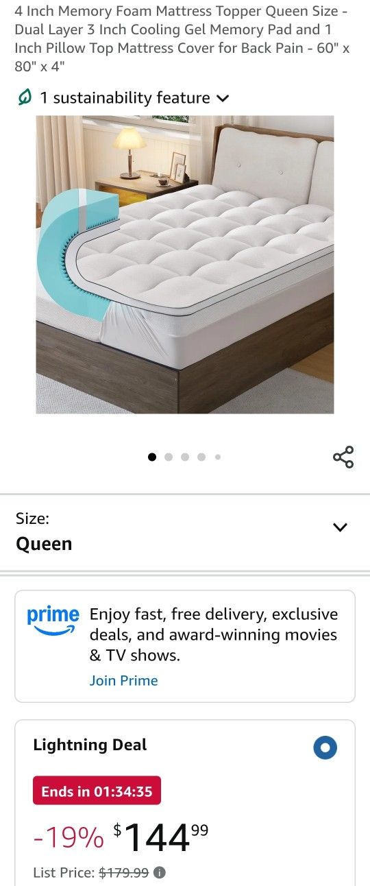 Inch Memory Foam Mattress Topper Queen Size Dual Layer Inch