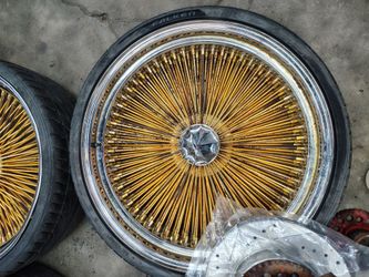 22 inch wire wheels gold & chrome