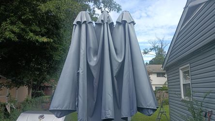 Triple Canopy Outdoor Patio Umbrella Gray